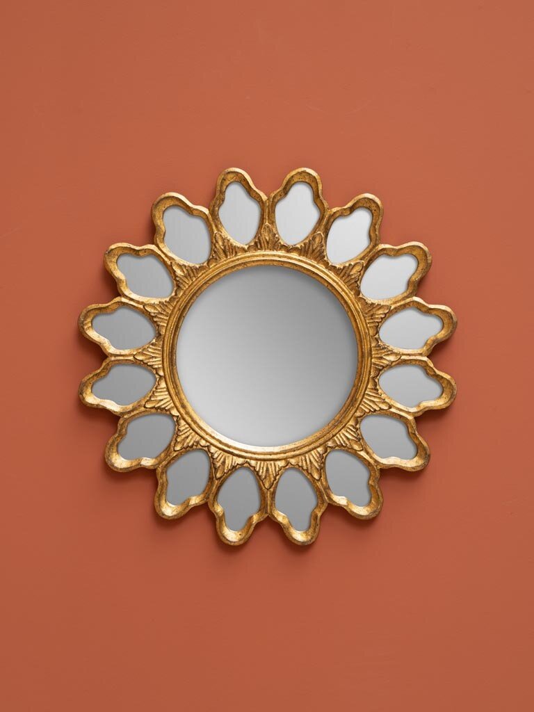 Houten gouden spiegel Floriana