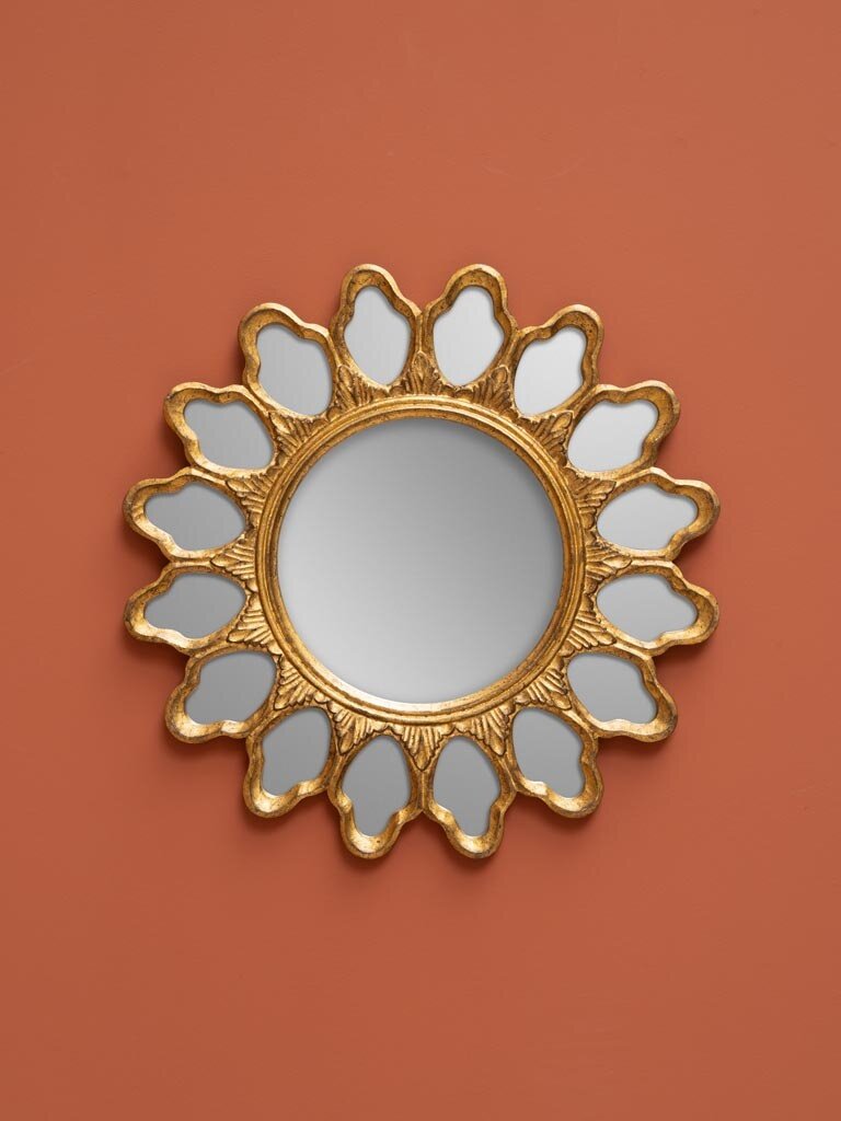 Wooden gold mirror Floriana