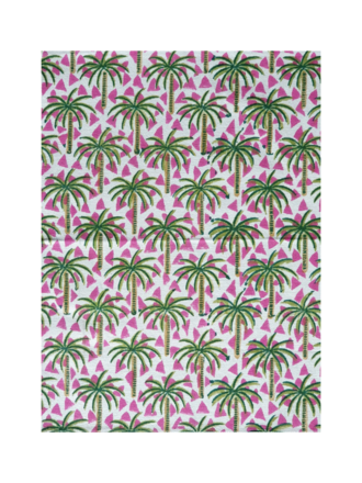 Les Ottomans Katoenen Ikat tafelkleed- Roze driehoeken met Palmbomen Les Ottomans Katoenen Ikat tafelkleed- Roze driehoeken met Palmbomen