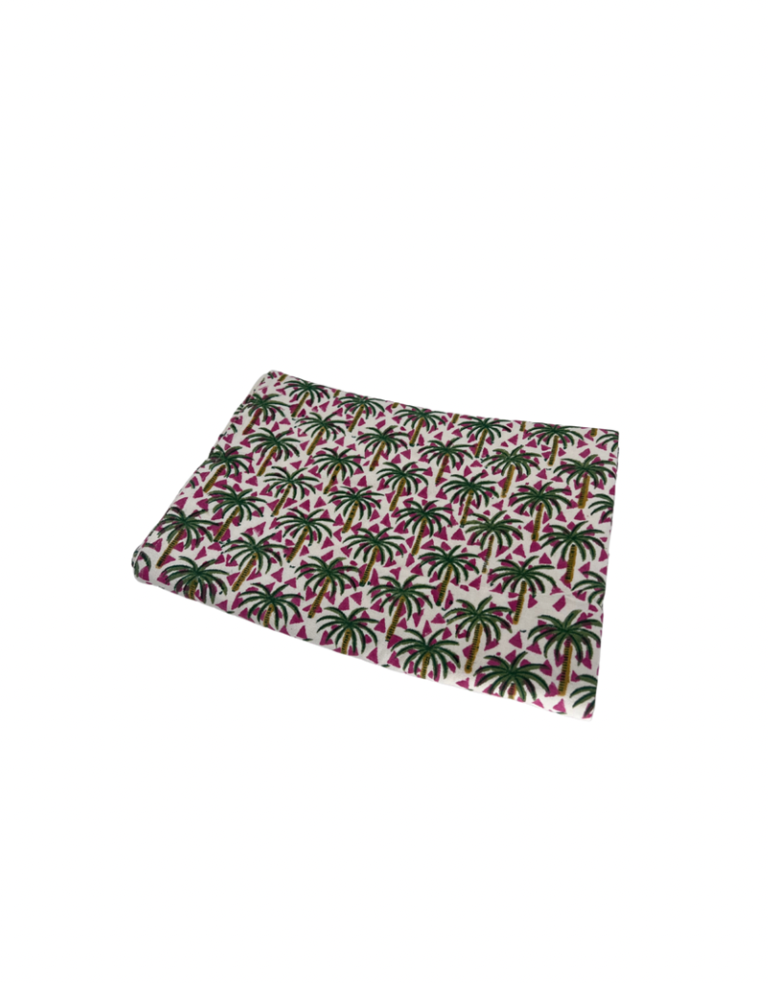 Les Ottomans Les Ottomans Cotton Ikat table cloth Pink triangle with palmtrees- 250 x 150 cm