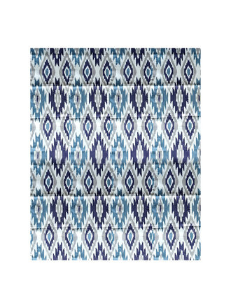 Les Ottomans Katoenen Ikat tafelkleed- Blauw, grijs en wit Les Ottomans Katoenen Ikat tafelkleed- Blauw, grijs en wit