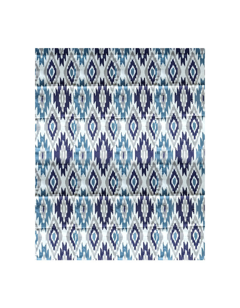 Les Ottomans Les Ottomans Katoenen Ikat tafelkleed- Blauw, grijs en wit- 250x150cm
