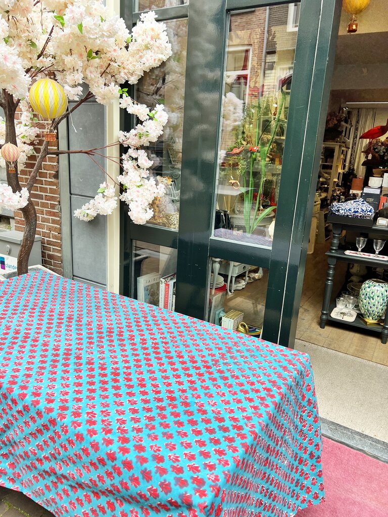 Les Ottomans Les Ottomans Katoenen tafelkleed - Groen en Oranje - 250 x 150 cm