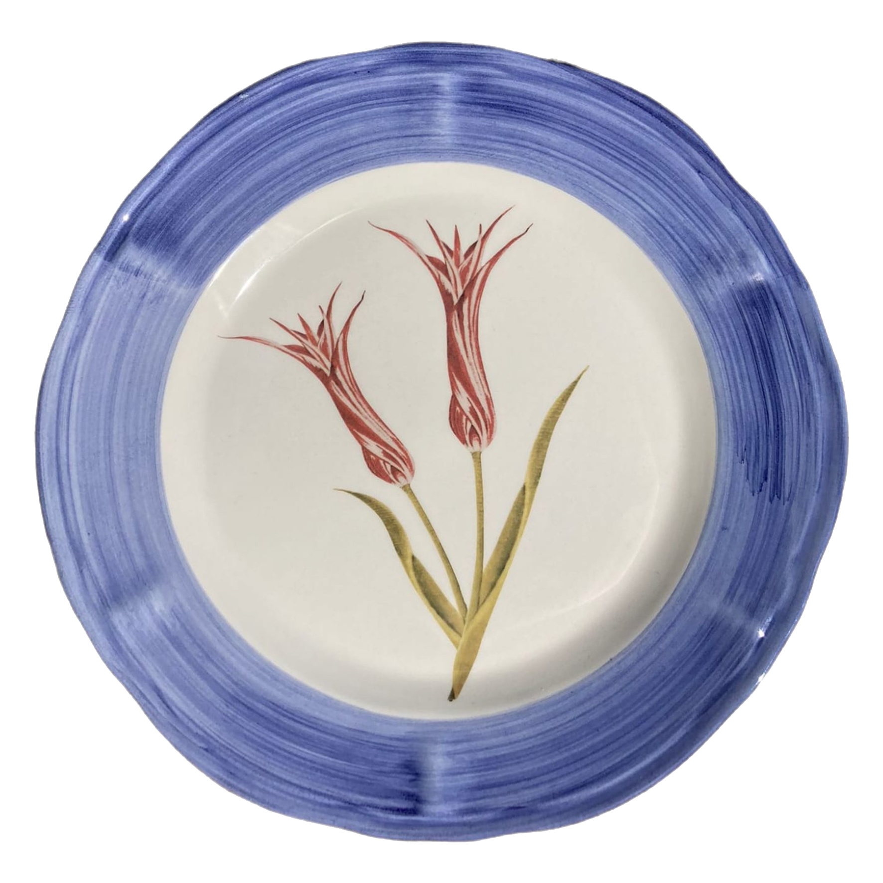 Blue Floral Serving Platter, Vintage Botanical Dishes, Decorative