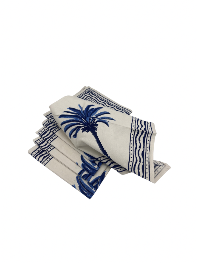 Table Cloth Napkins The Blue Mediterranean Fish Printing Set of 4