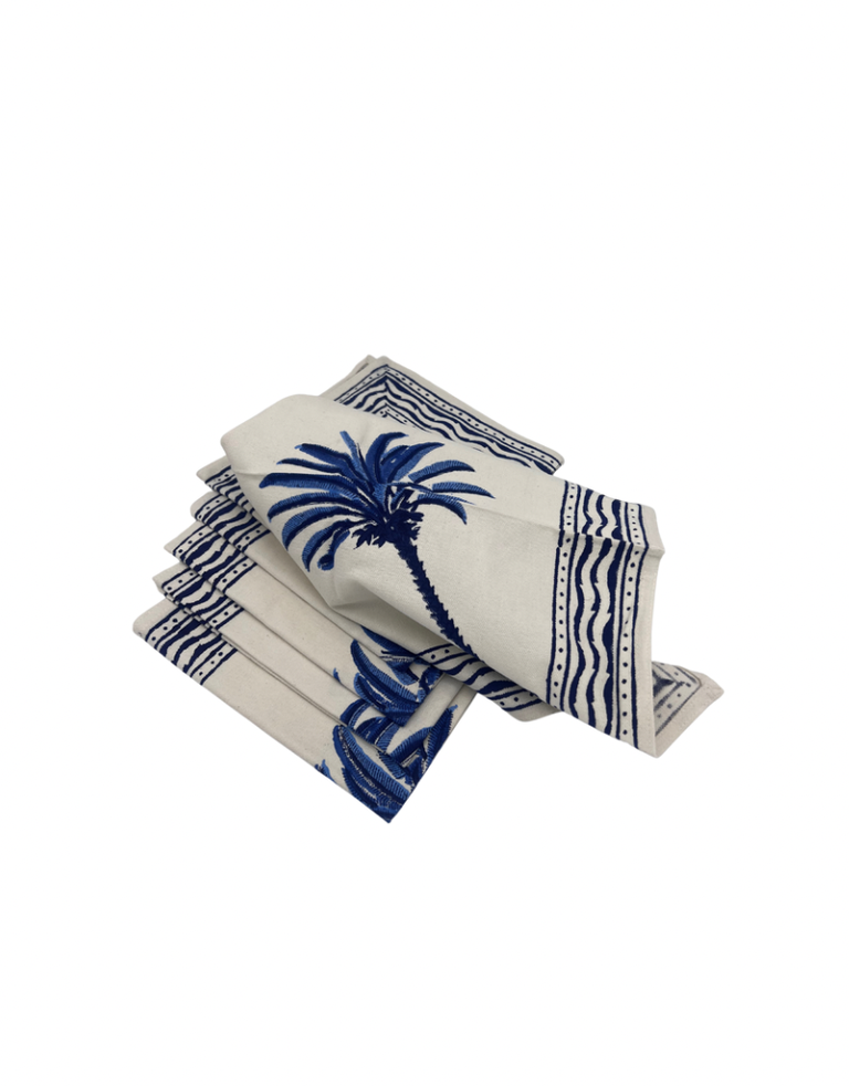 Les Ottomans Set of six cotton napkins with Palm design by Les Ottomans