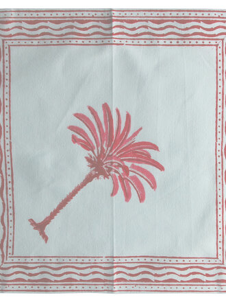 Les Ottomans Set of six cotton napkins with Palm design - Available in blue and pink Les Ottomans Set of six cotton napkins with Palm design - Available in blue and pink
