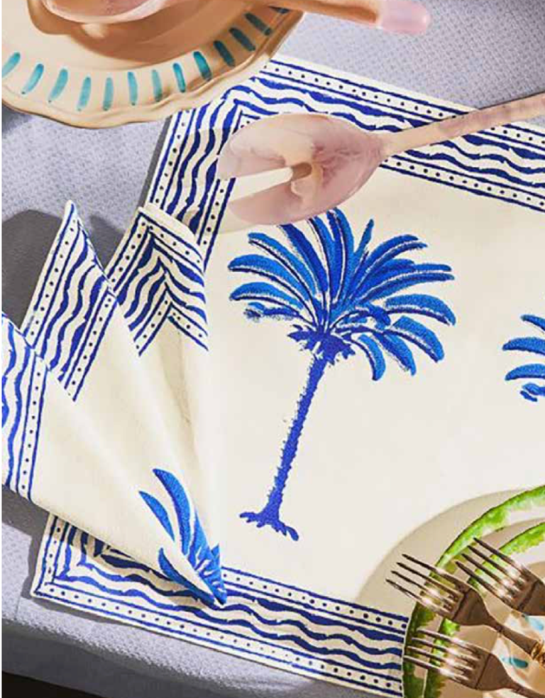 Les Ottomans Set of six cotton napkins with Palm design by Les Ottomans