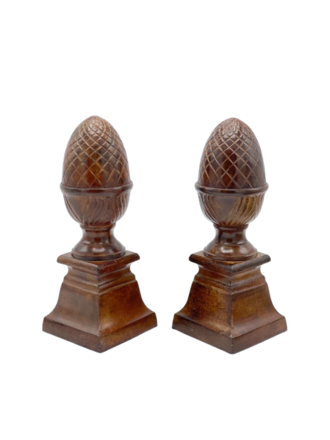 Vintage Set van twee vintage dennenappel boekensteunen Vintage Set van twee vintage dennenappel boekensteunen