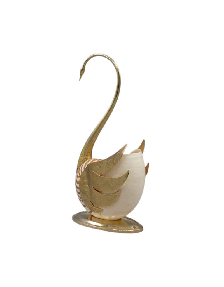 Vintage Swan sculpture made from shell and brass