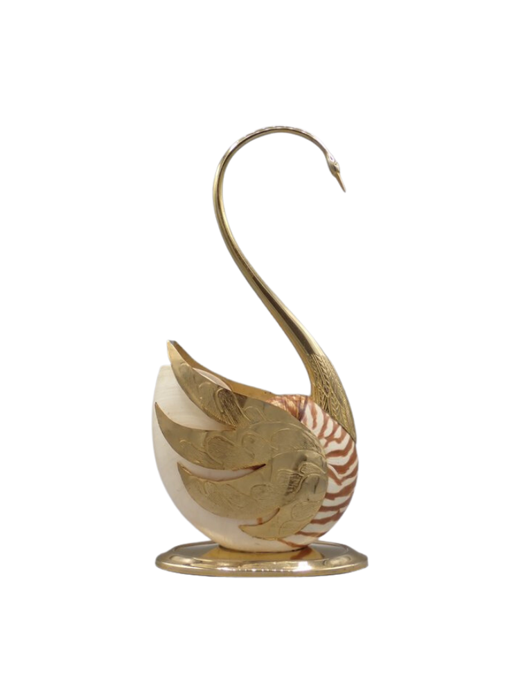 Vintage Swan sculpture made from shell and brass