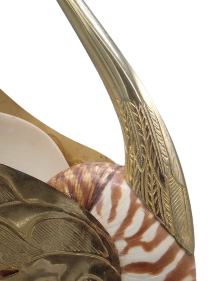 Vintage Swan sculpture made from shell and brass