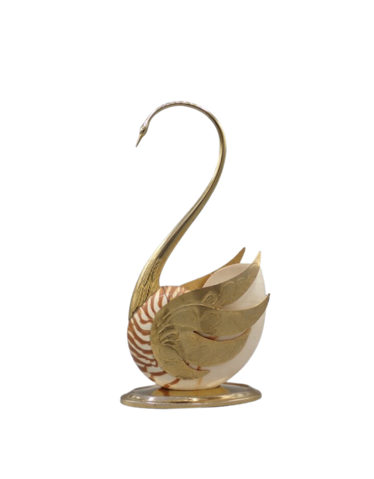 Vintage Swan sculpture made from shell and brass