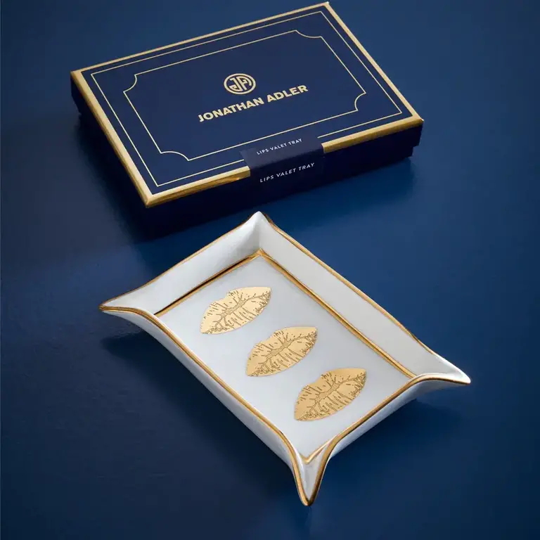 Jonathan Adler Lips Valet Tray - White/gold
