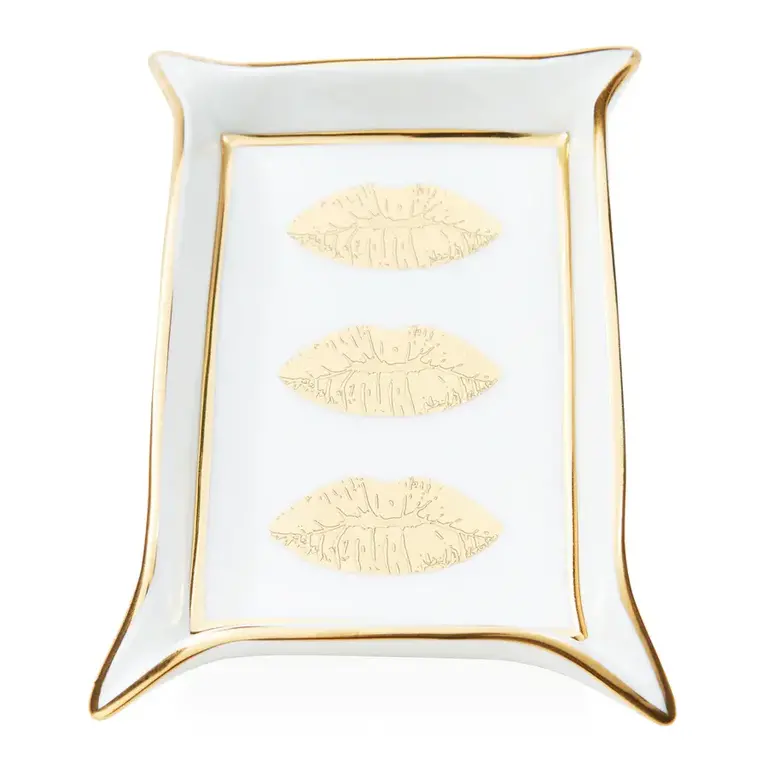 Jonathan Adler Lippen snuiterijenbakje  - Wit/goud