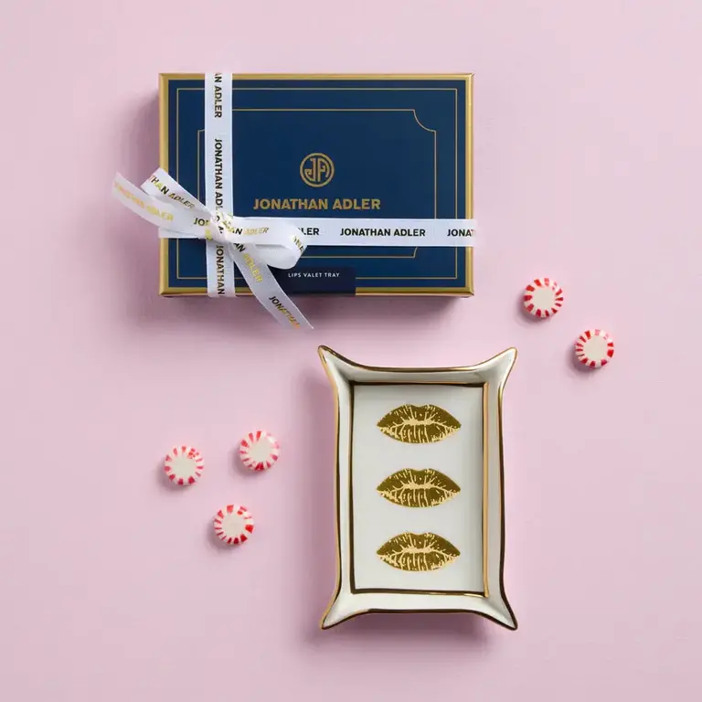 Jonathan Adler Lips Valet Tray - White/gold