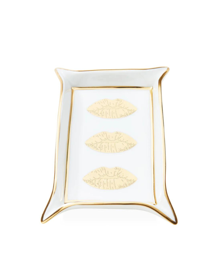 Jonathan Adler Lippen snuiterijenbakje  - Wit/goud