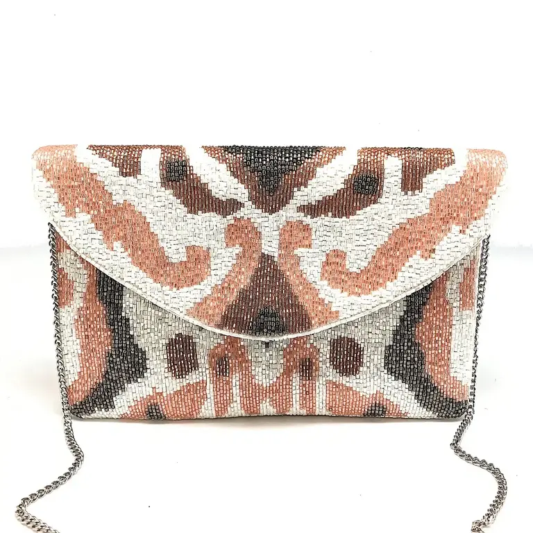 Clutch - Art deco design in  pink/brown shades