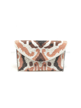 Clutch - beaded with pink/brown shades Clutch - beaded with pink/brown shades