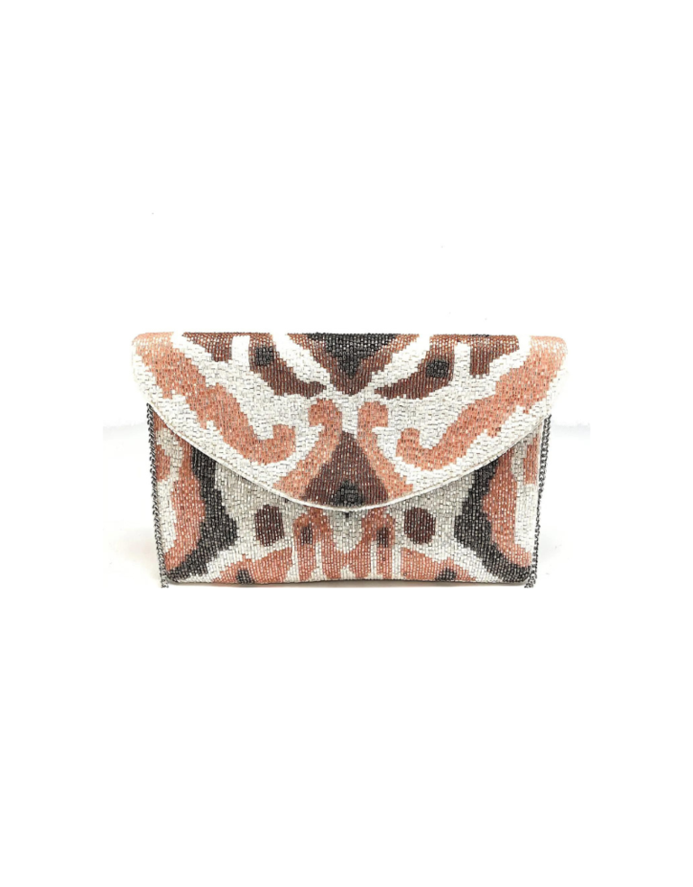 Clutch - Art deco design in  pink/brown shades