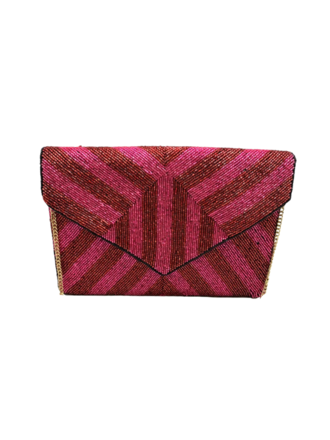 Clutch - Fuchsia met rode strepen Clutch - Fuchsia met rode strepen
