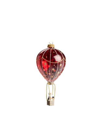 Christmas Bauble - Red hot air balloon with santa