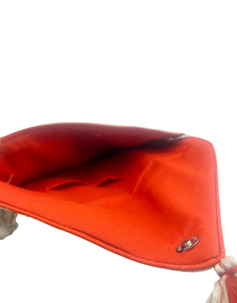 Clutch bag - Coral and beige with tassel
