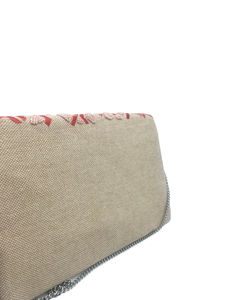 Clutch bag - Coral and beige with tassel