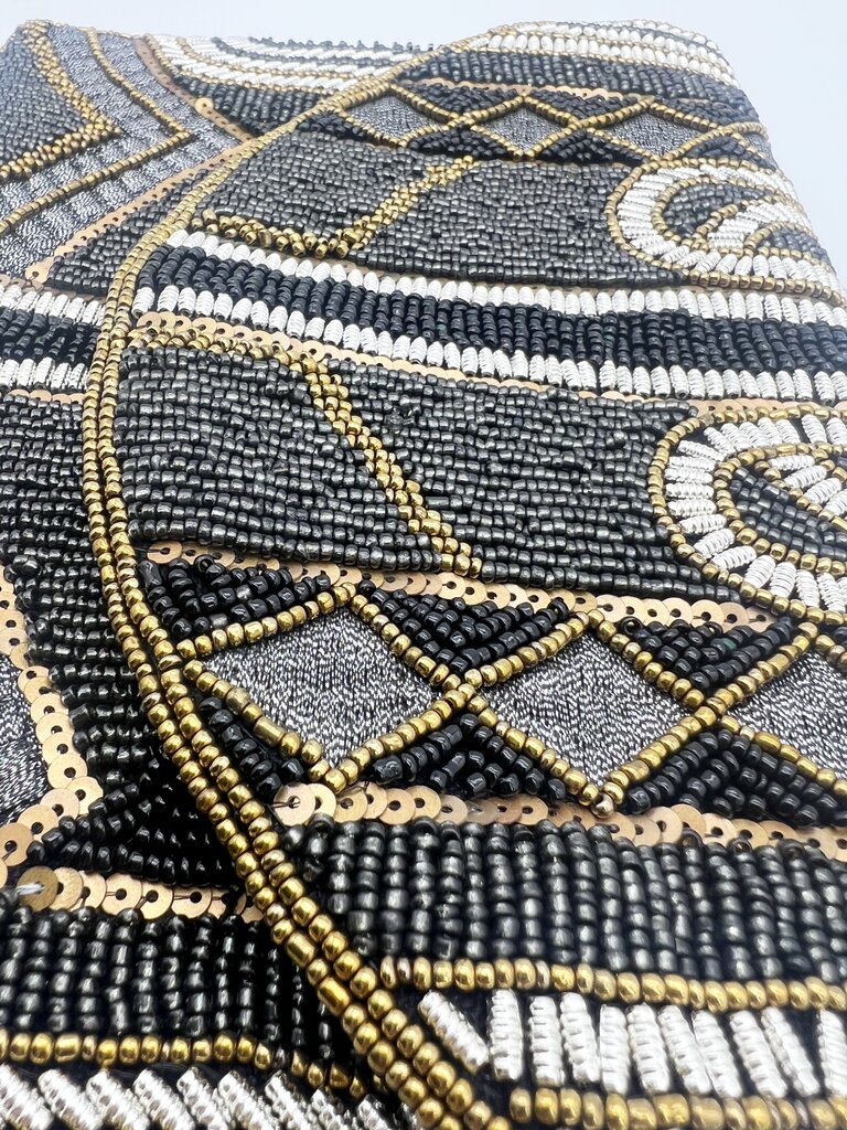 Clutch bag 'Gatsby' - hematite and black beads