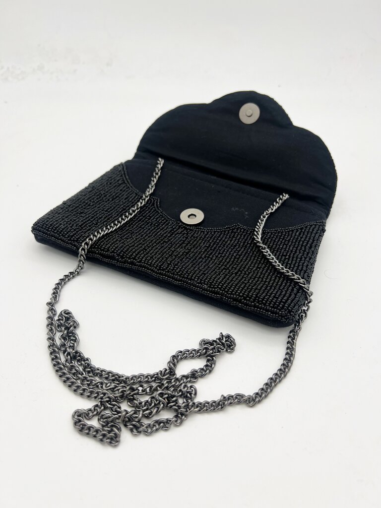 Mini clutch bag - Black with gold Fleur de Lis
