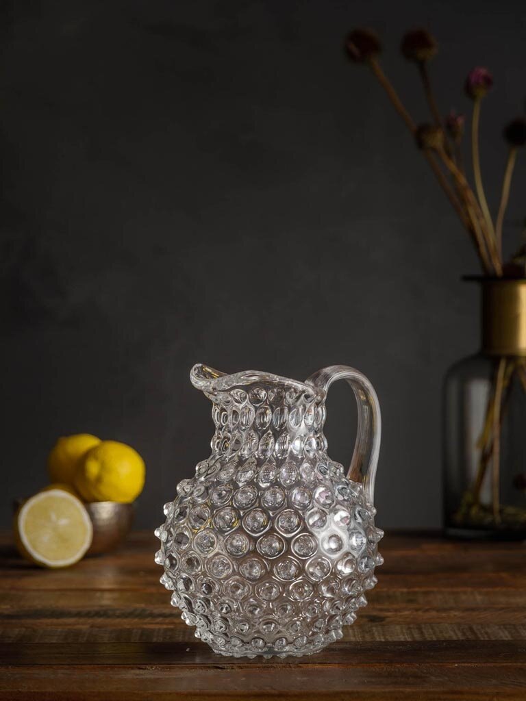 Clear Hobnail pitcher 1 liter