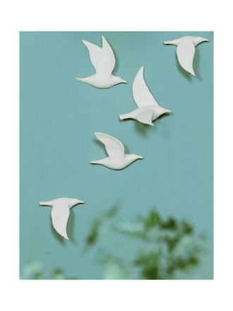 Set van vijf witte muur vogels Set van vijf witte muur vogels