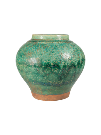 Large green  hand made earthenware vase