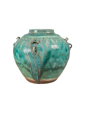 Large handmade green-blue vase
