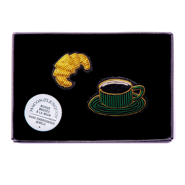 Macon & Lesquoy Brooch - Coffee and Croissant