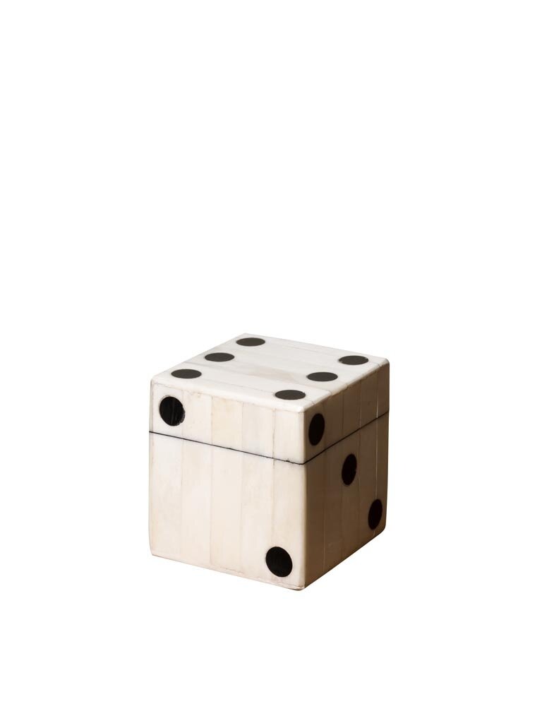 Wooden box for dice - including 5 dice - Size small
