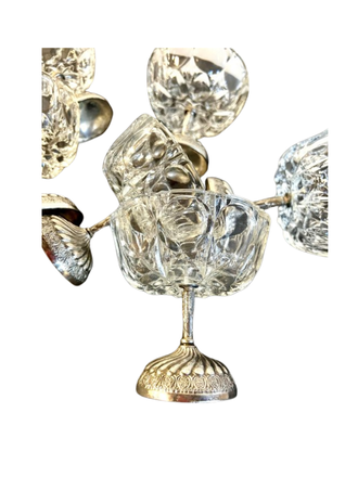 Vintage Crystal coupes on metal foot Vintage Crystal coupes on metal foot