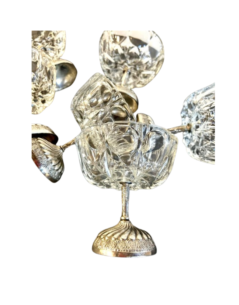 Vintage Vintage kristallen coupes op metalen voet