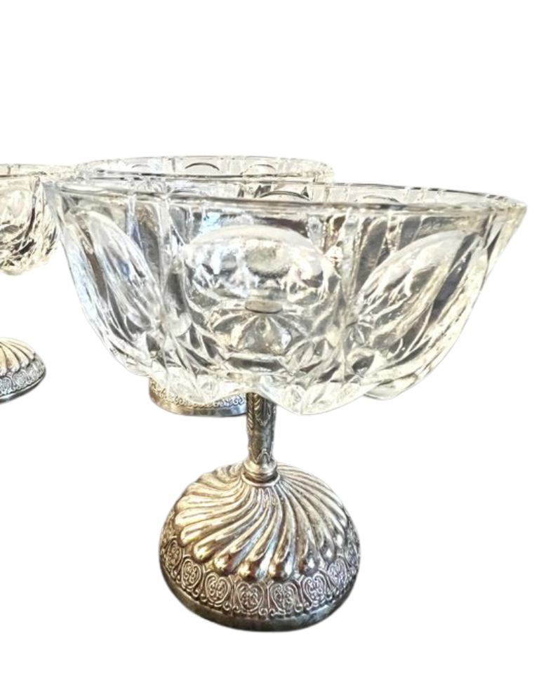 Vintage Vintage crystal coupes on metal foot