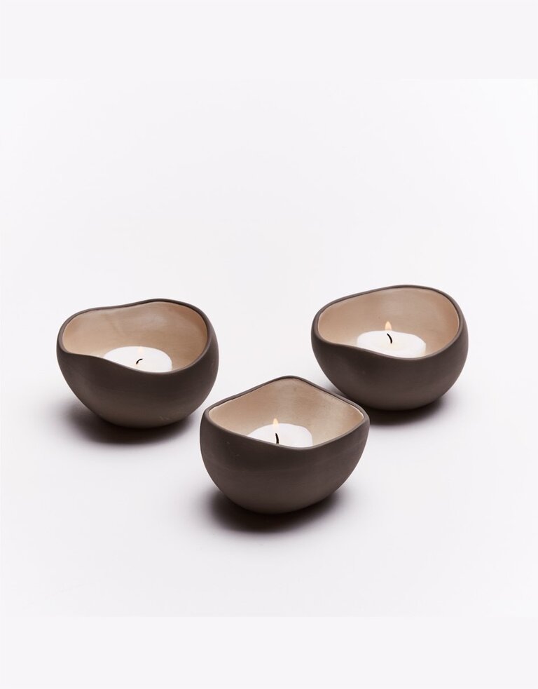 Anoq Trio of tea light/candle holders - in three color combinations