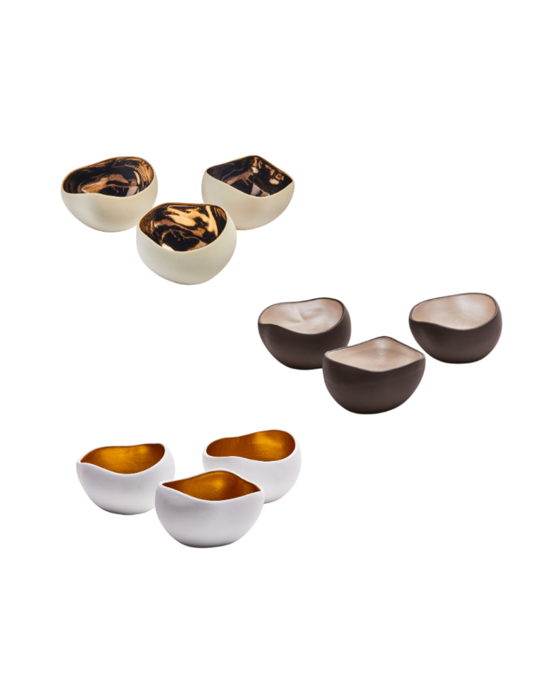 Anoq Trio of tea light/candle holders - in three color combinations