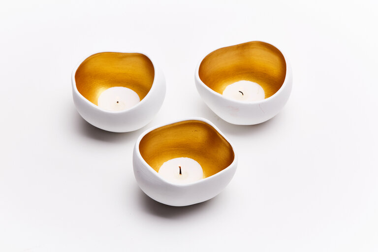 Anoq Trio of tea light/candle holders - in three color combinations