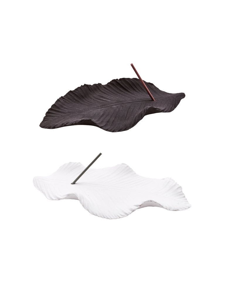 Anoq Handmade incense holder -  ceramic leaf