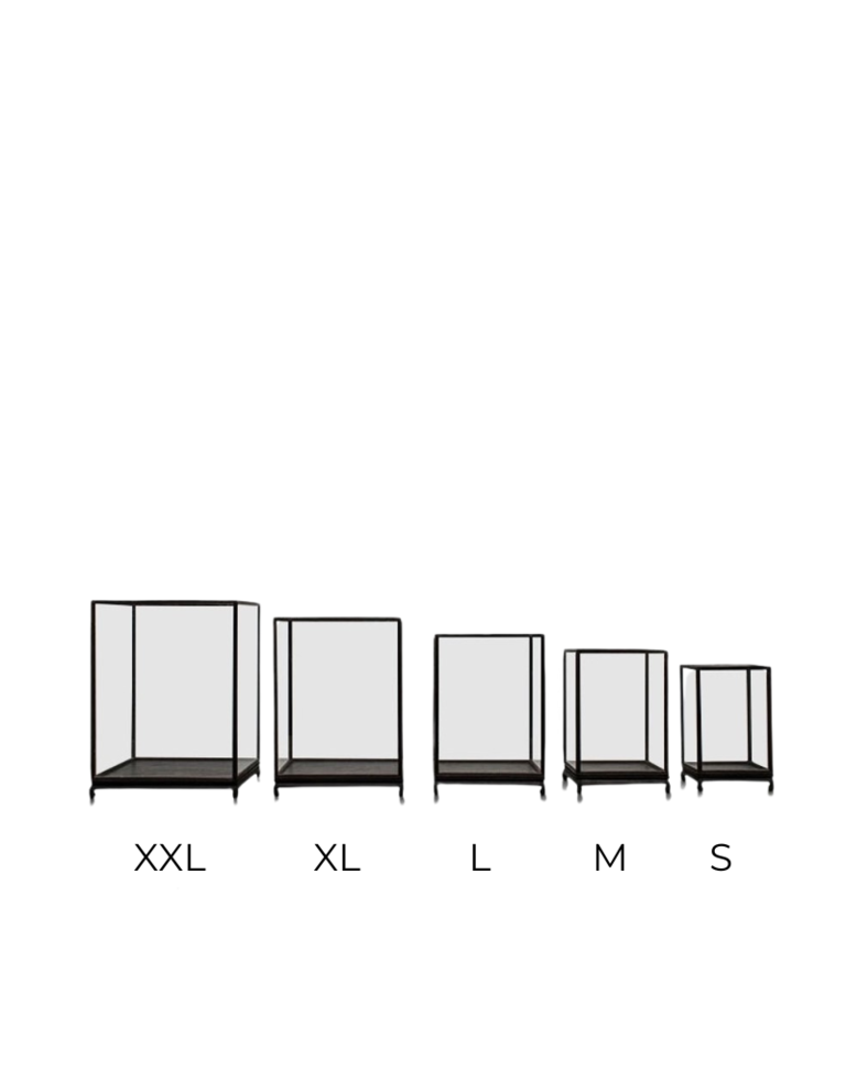 Rechthoekig glazen display huisje met houten frame - XXL
