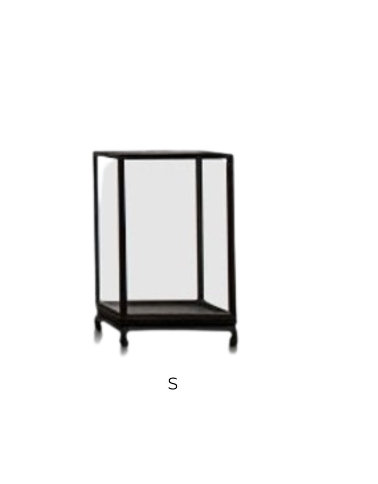 Rectangular glass dome with wooden frame – S