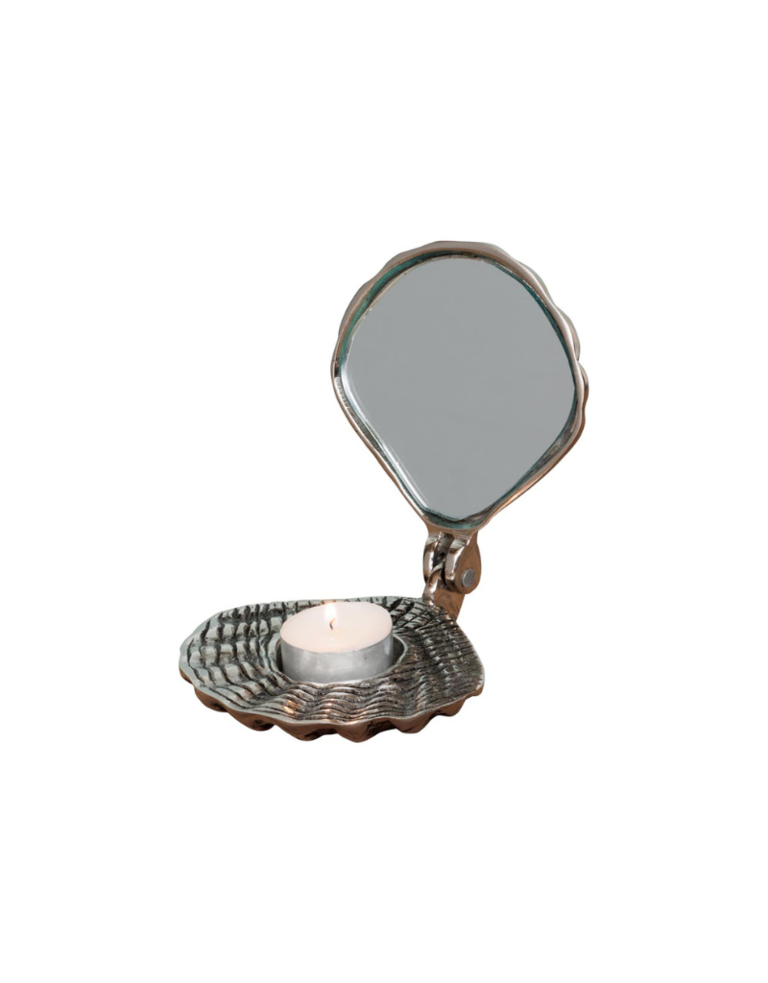 Shell tea light holder with mirror
