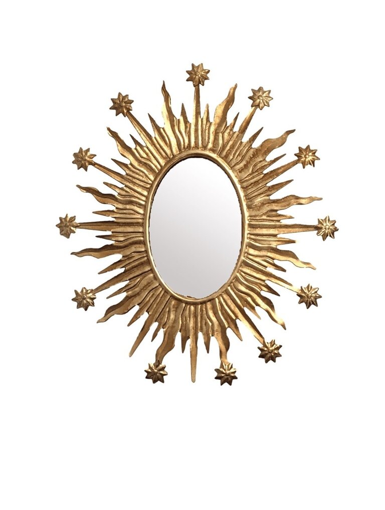 Boncoeurs Celeste ovalen goudkleurige spiegel met sterren (24 x 21 cm)