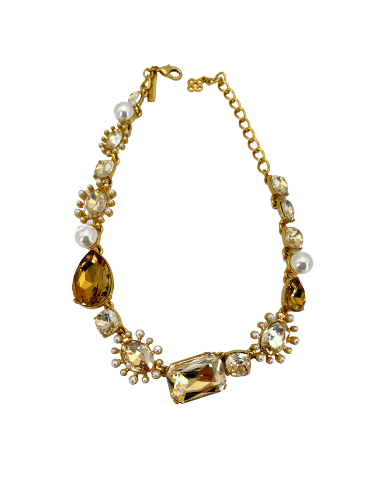 Vintage Oscar de la Renta Necklace champaign crystals