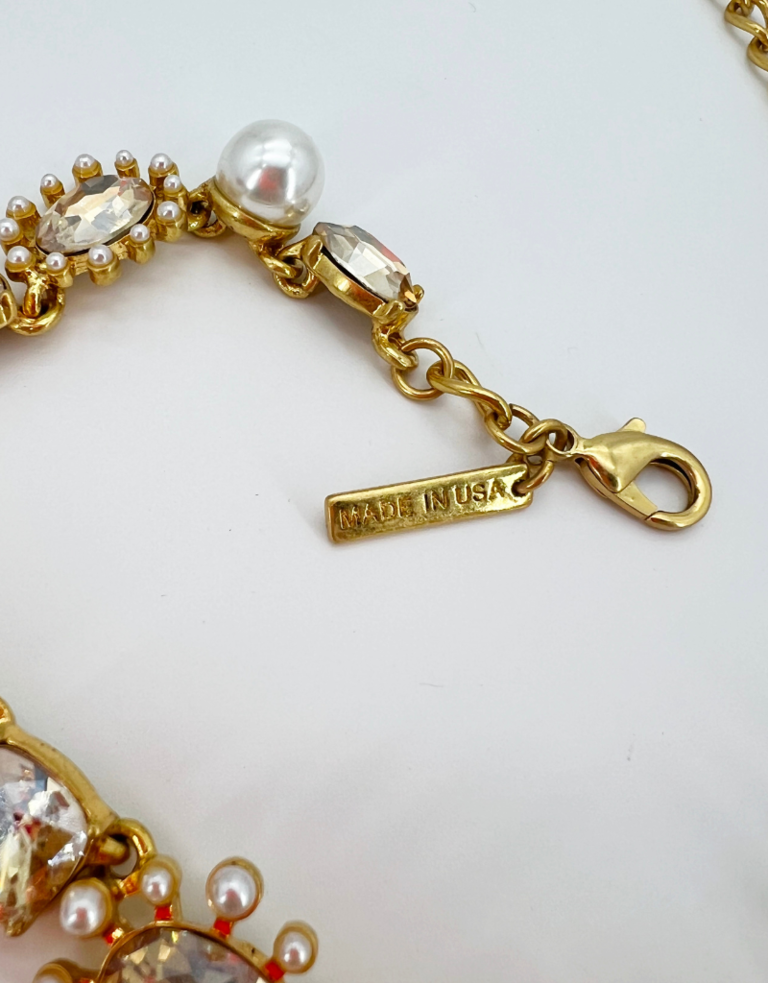 Vintage Oscar de la Renta Necklace champaign crystals