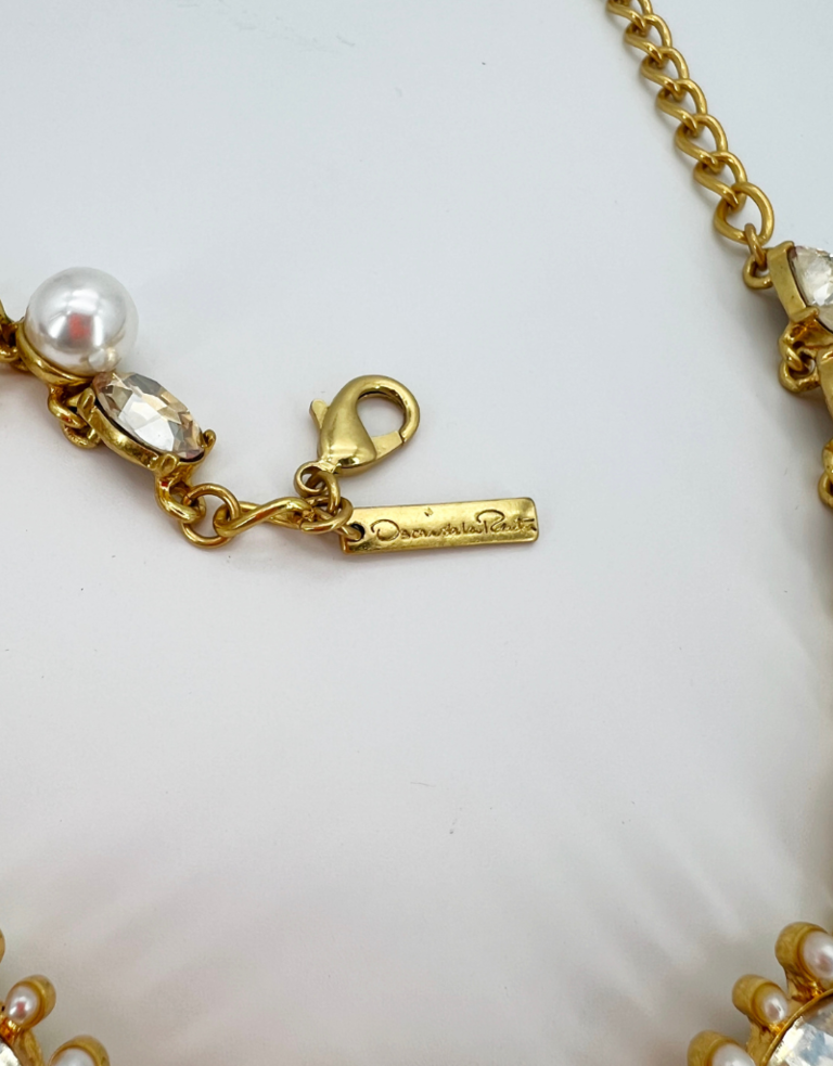 Vintage Oscar de la Renta Necklace champaign crystals